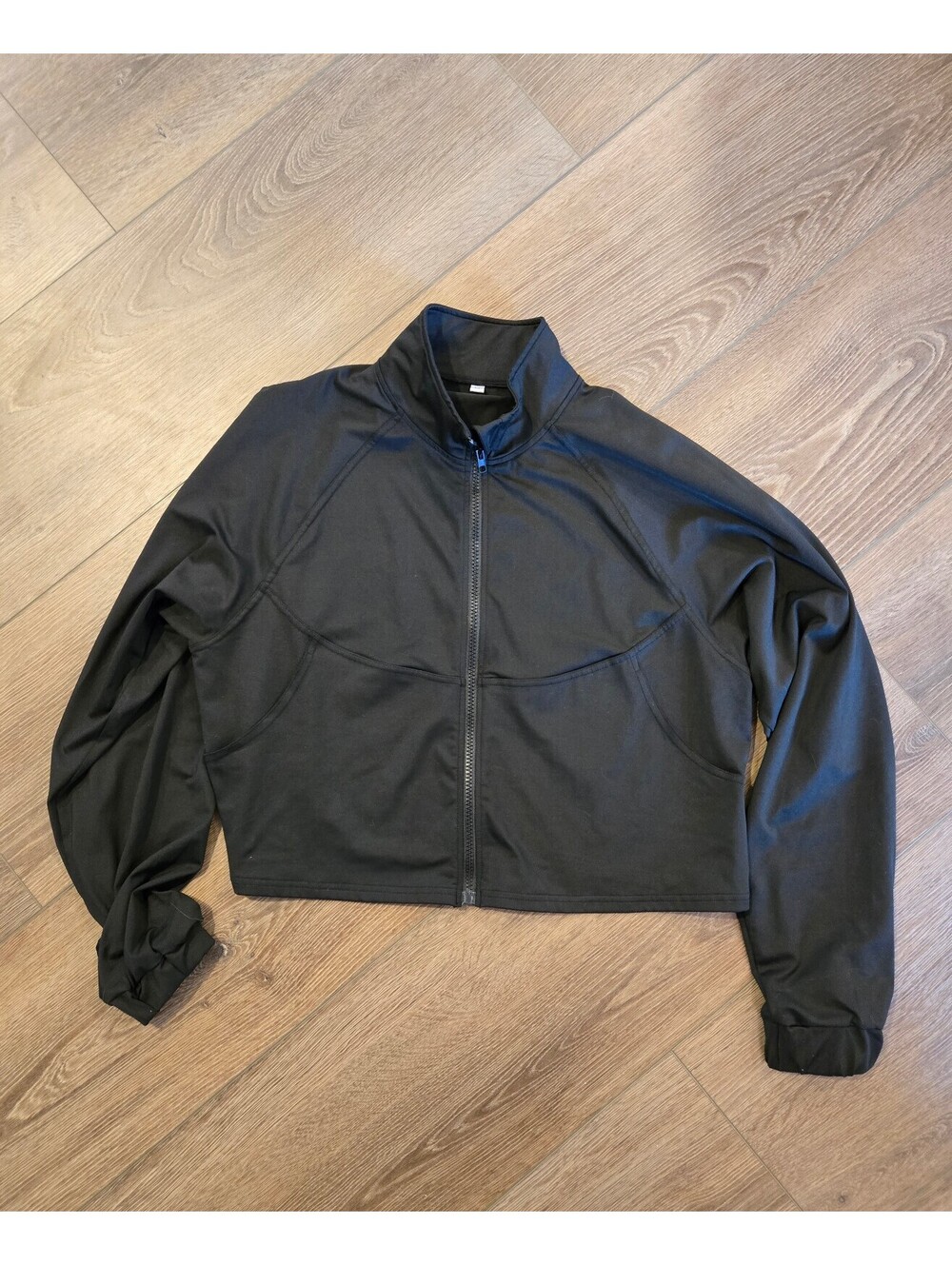 Womens black cropped zip up hoodie